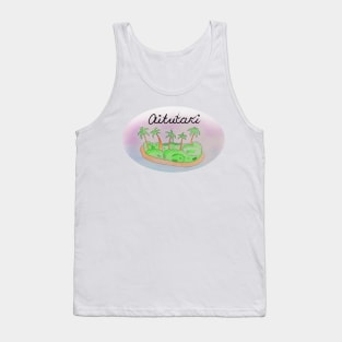 Aitutaki watercolor Island travel, beach, sea and palm trees. Holidays and rest, summer and relaxation Tank Top